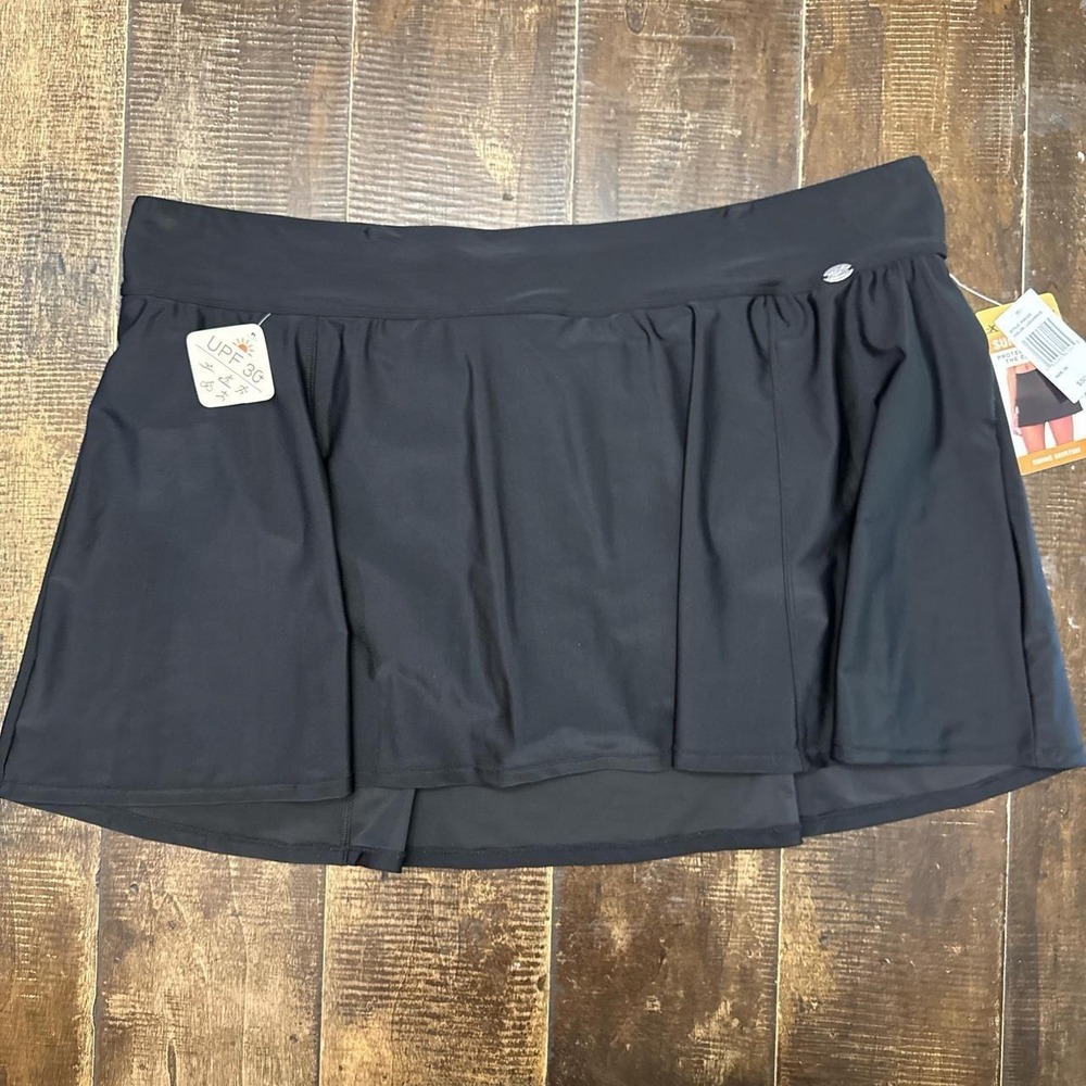 Zeroxposur  Black Swim Skirt with Built-in Bikini Liner  and UPF 30+